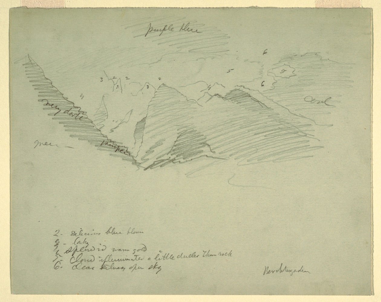 Tekening, Bergtoppen bij Berchtesgaden, Beieren, juni-juli 1868 door Frederic Edwin Church