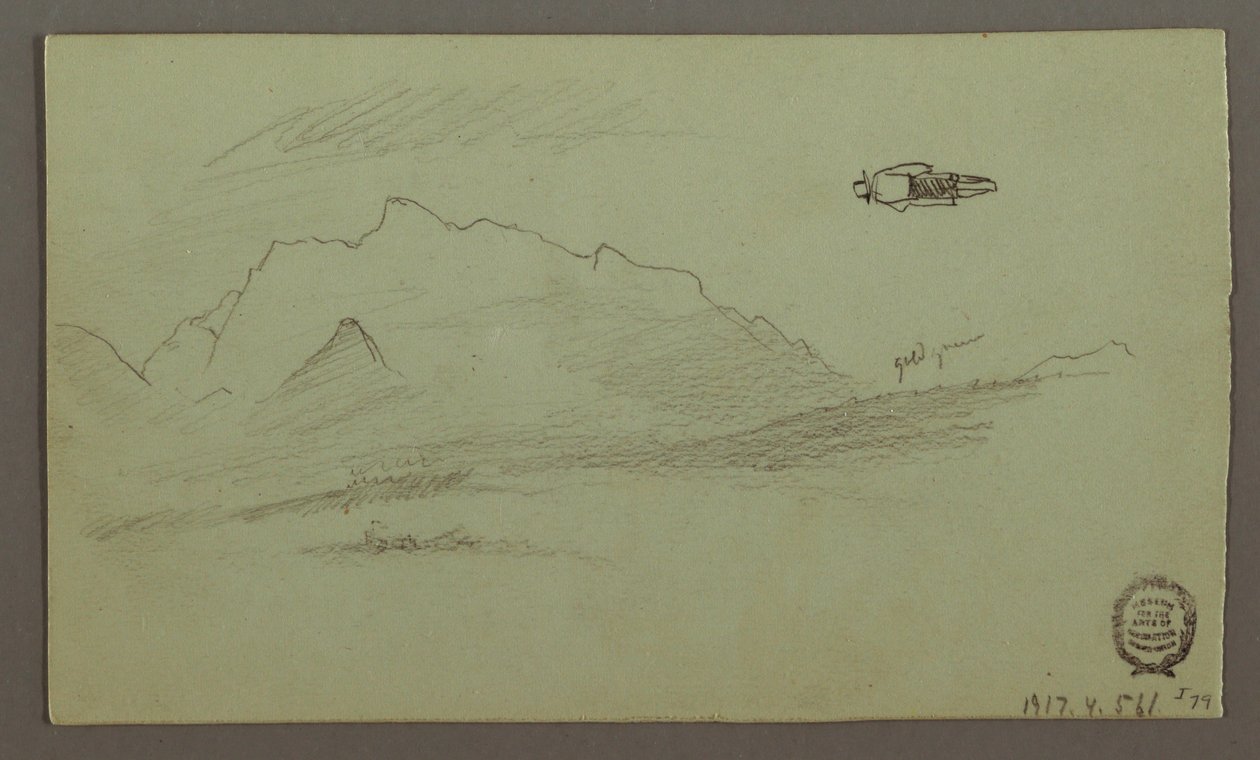 Tekening, Bergtoppen, mogelijk 1868 door Frederic Edwin Church