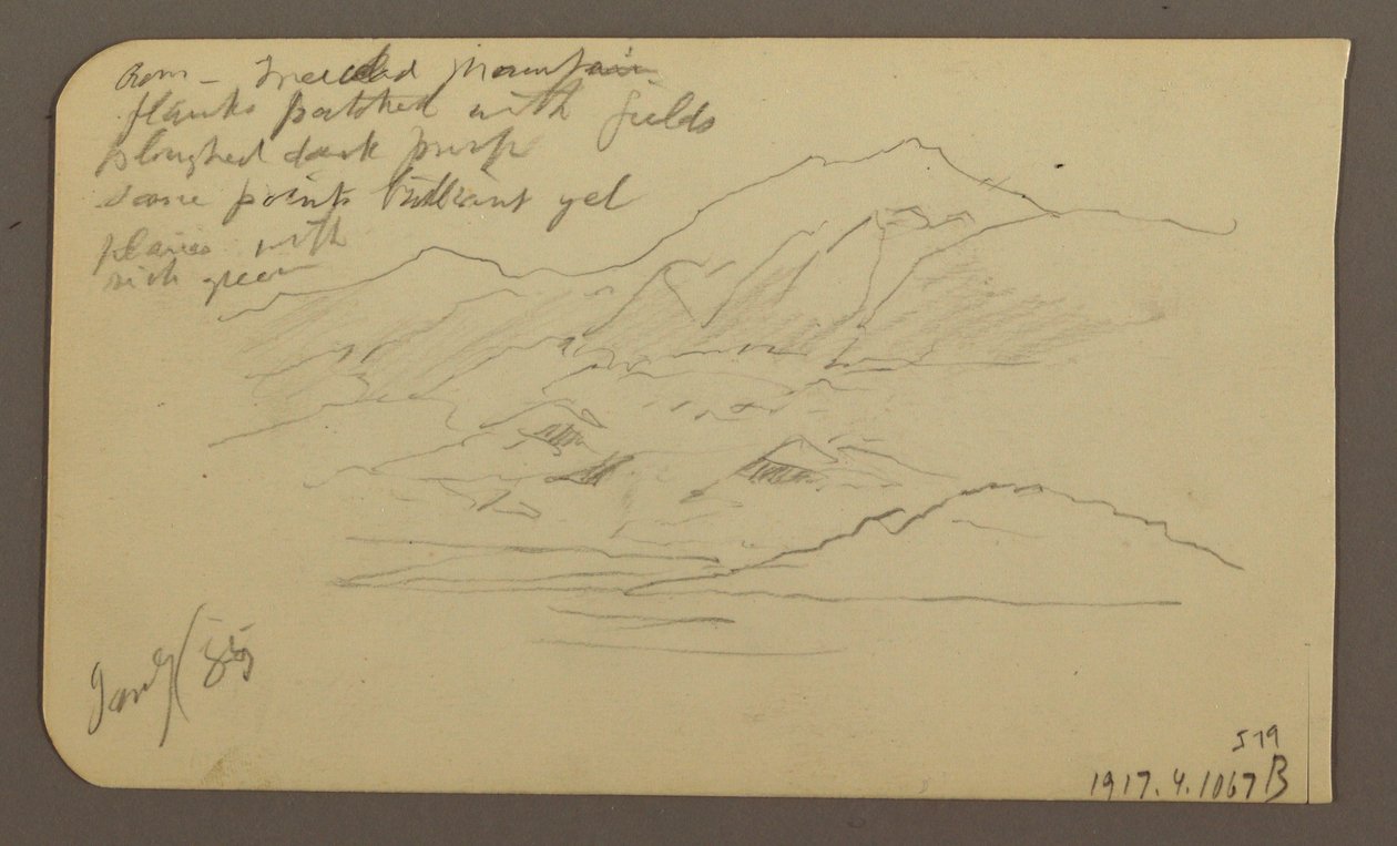 Tekening, Mountain Range, Toluca; Verso: Mountain Range, Toluca, 7 januari 1885 door Frederic Edwin Church