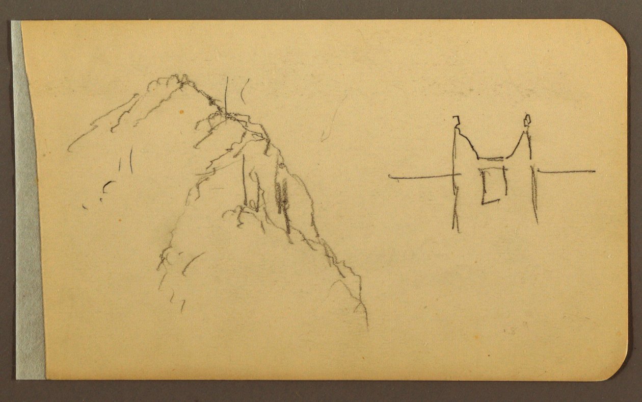 Tekening, Mountain Side, torentje; Verso: Mountain Side, 1889 door Frederic Edwin Church