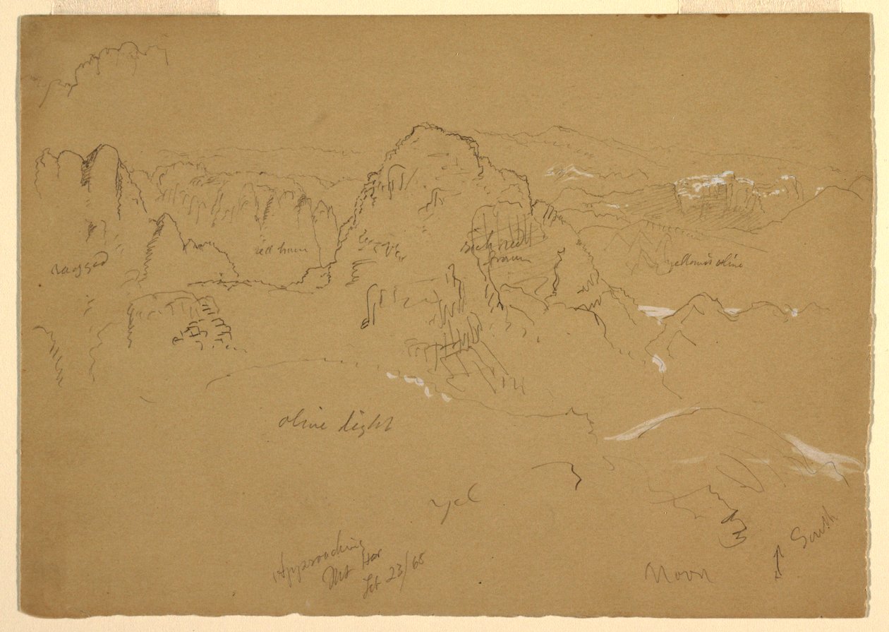 Tekening, Berg, Wady el-Arabah, 23 februari 1868 door Frederic Edwin Church