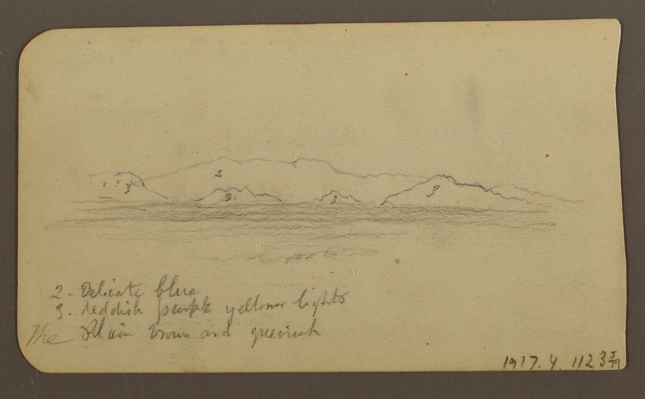 Tekening, Bergen; Verso: Uitloper amp; Bergketen, 21 december 1885 door Frederic Edwin Church