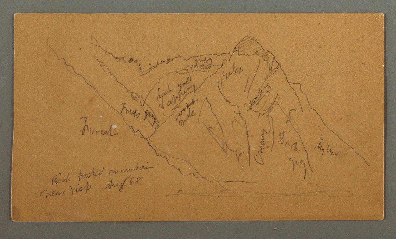 Tekening, Bergen van Wallis, Pennine Alpen, augustus 1868 door Frederic Edwin Church
