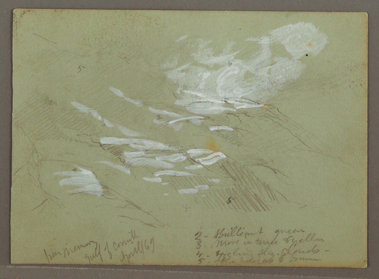 Tekening, Mountainside, april 1869 door Frederic Edwin Church