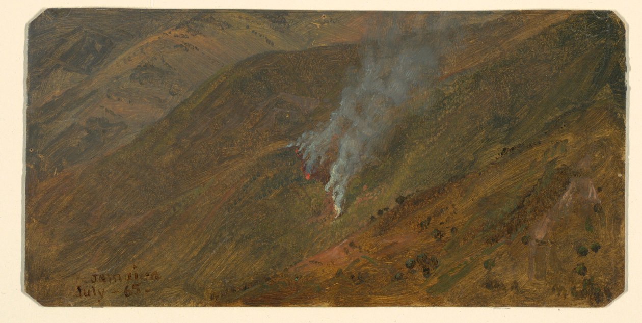 Tekening, Berghelling met borstelvuur, juni 1865 door Frederic Edwin Church