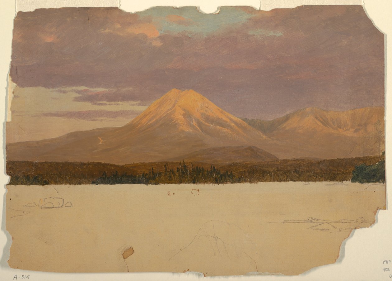 Tekening, Mt. Katahdin vanaf Lake Katahdin, 1878 door Frederic Edwin Church