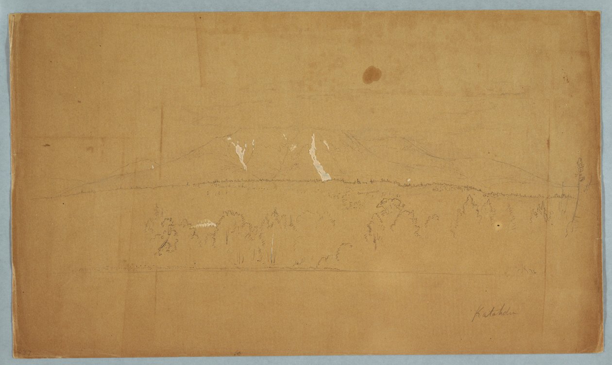 Tekening, Mt. Katahdin, vanaf Lake Katahdin, Maine, 1852 door Frederic Edwin Church