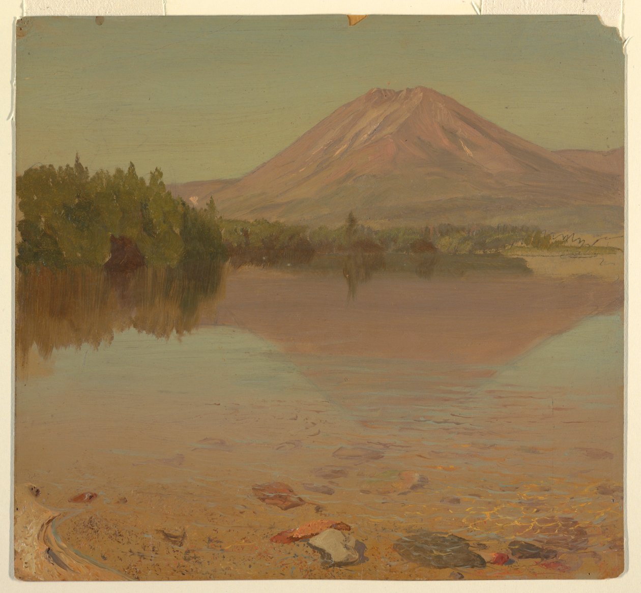 Tekening, Mt. Katahdin vanaf Lake Katahdin, mogelijk 1870 door Frederic Edwin Church