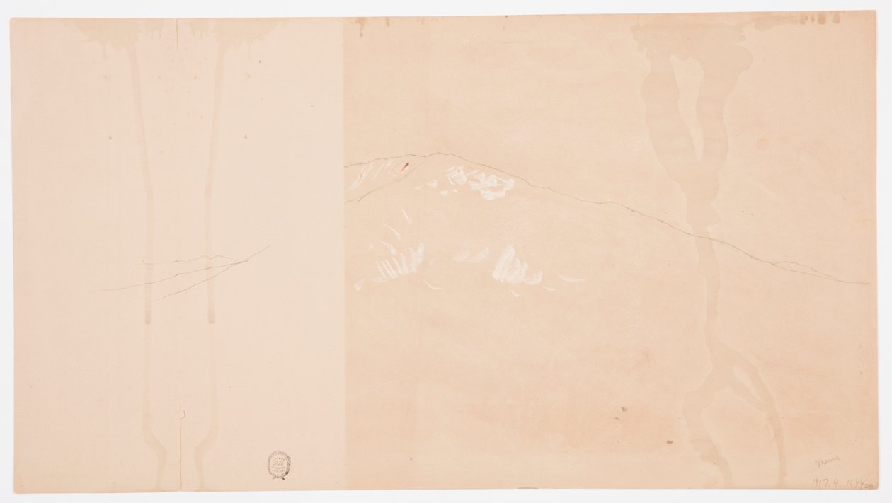 Tekening, Mt. Katahdin vanuit het zuidoosten; Verso: Mt. Katadhin, 1876-78 door Frederic Edwin Church
