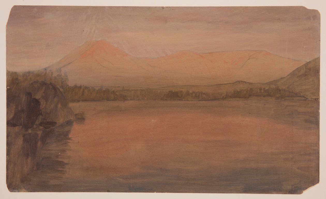 Tekening, Mts. Katahdin en Turner vanaf het Katahdinmeer, 1860-78 door Frederic Edwin Church