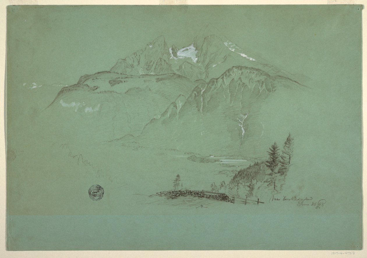 Tekening, Bij Berchtesgaden, Beieren, 30 juni 1868 door Frederic Edwin Church