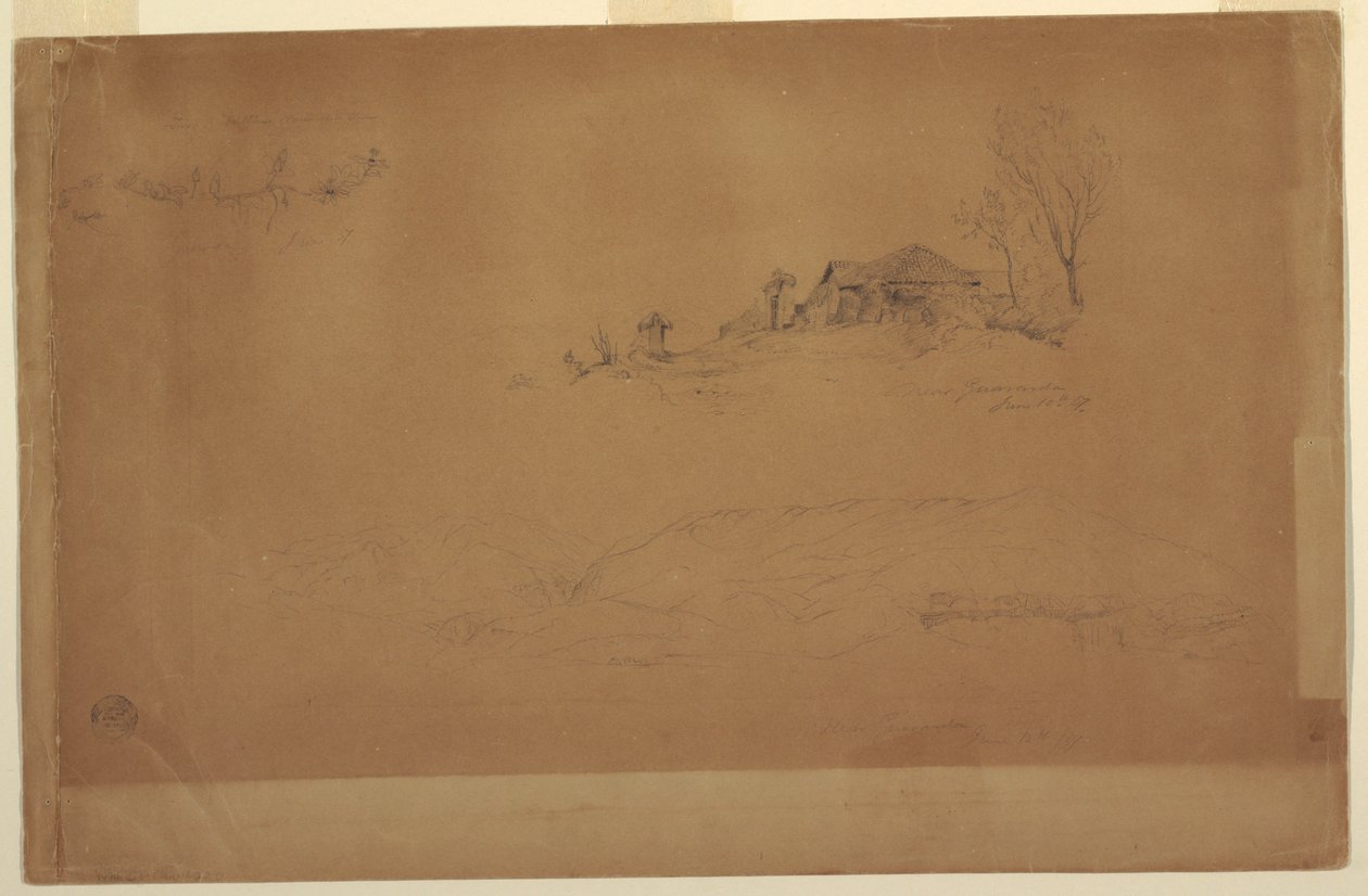 Tekening, bij Guaranda, Ecuador, 10 juni 1857 door Frederic Edwin Church
