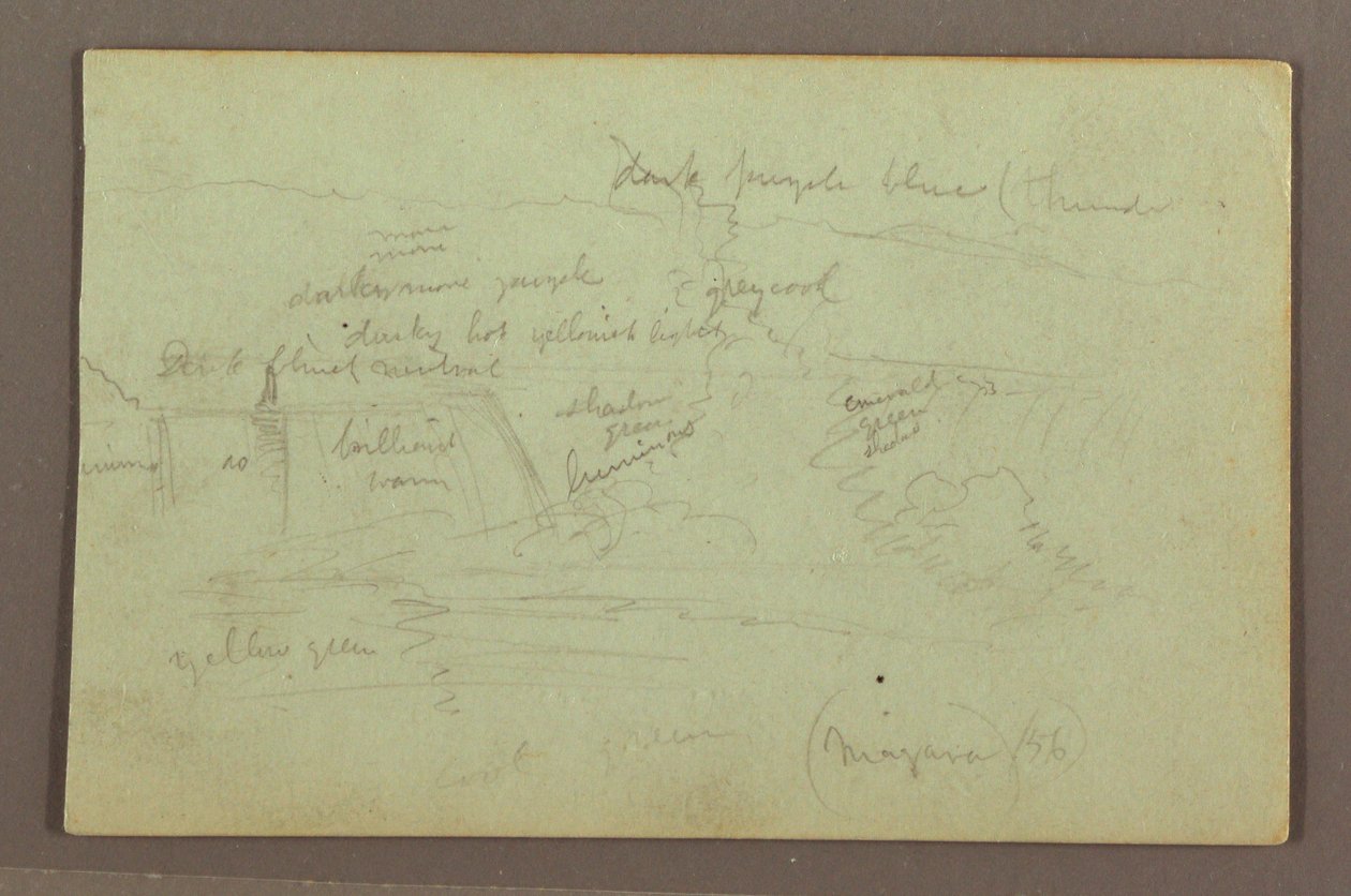 Tekening, Niagara watervallen gezien vanaf de Canadese kant, 1856 door Frederic Edwin Church