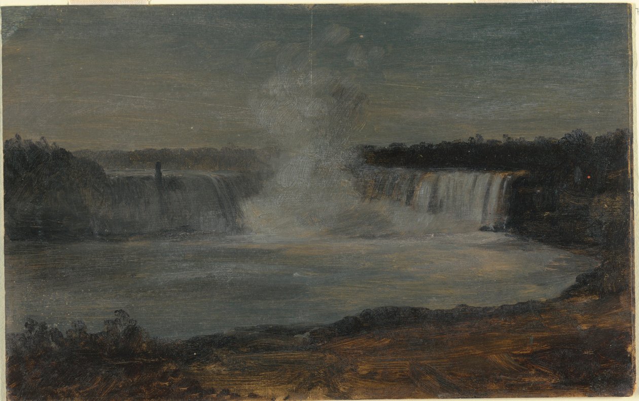 Tekening, Niagara watervallen in avondlicht, september 1856 door Frederic Edwin Church