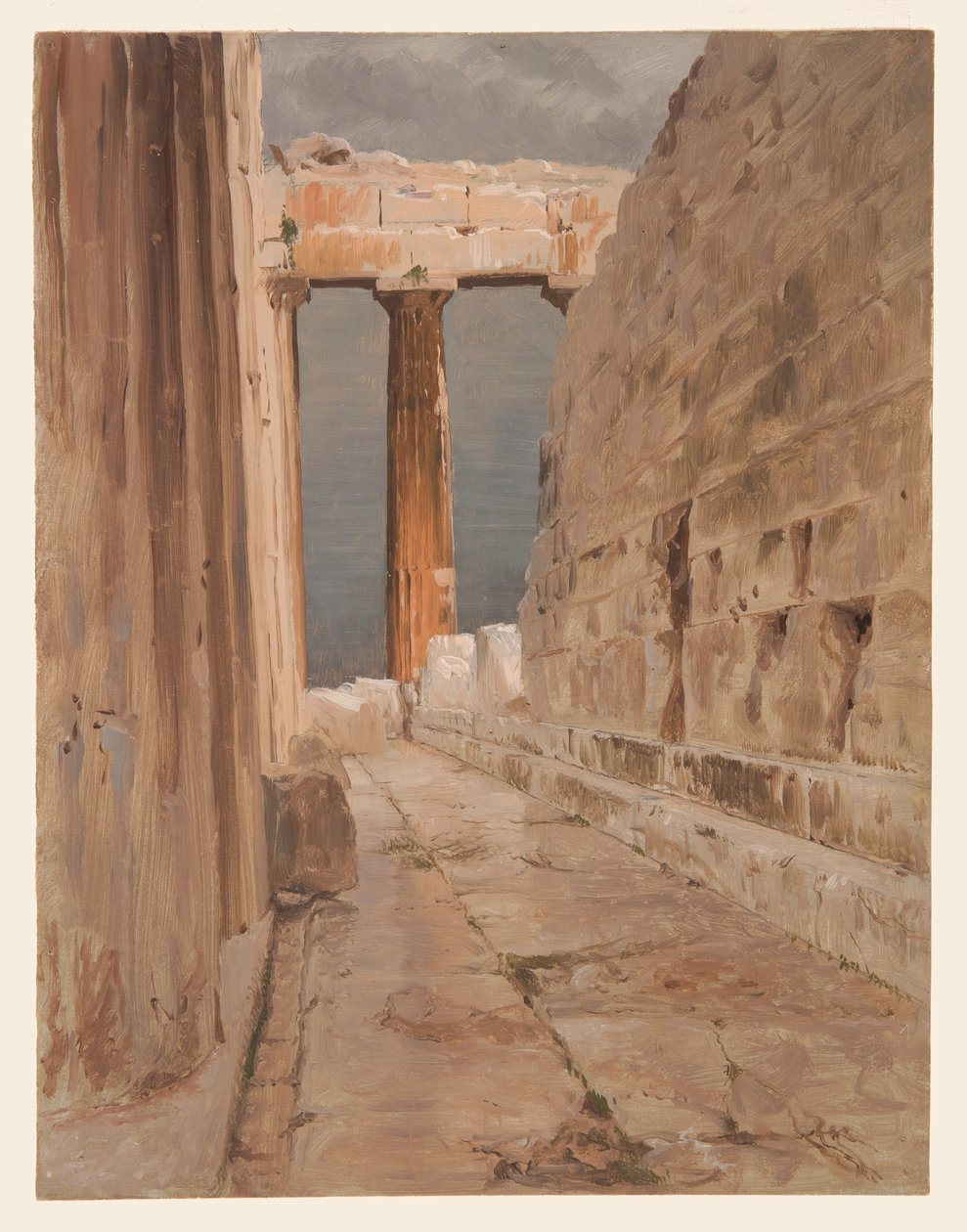 Tekening, noordelijke peristyle van het Parthenon, Athene, 1869 door Frederic Edwin Church