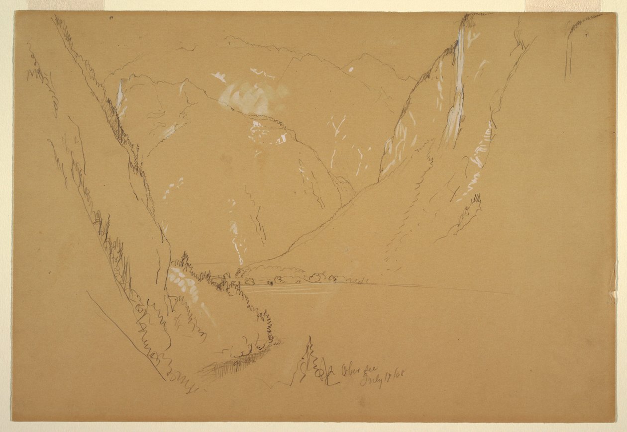 Tekening, "Obersee", bij Berchtesgarden, Beieren, 17 juli 1868 door Frederic Edwin Church