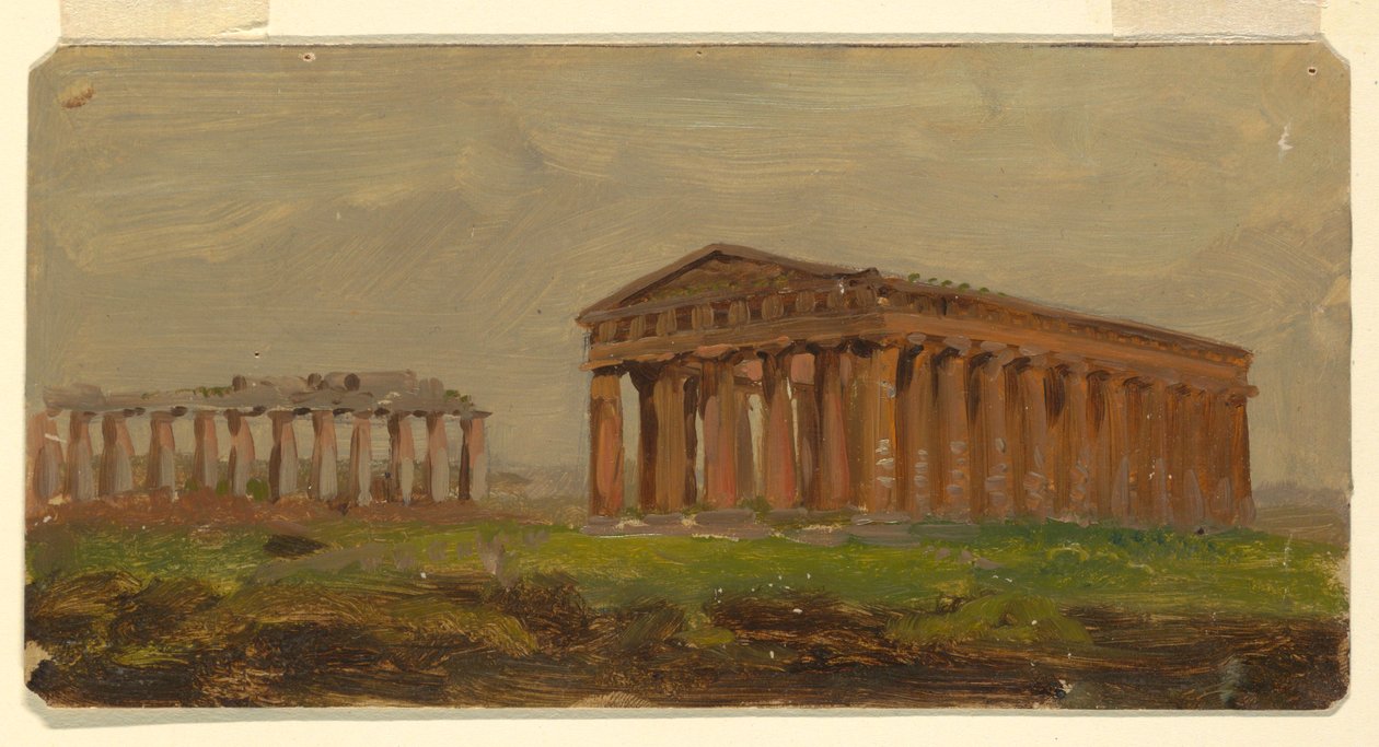 Tekening, Paestum, Tempel van Neptunus, 1868 door Frederic Edwin Church