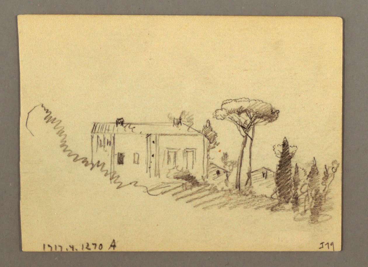 Tekening, Pilazzo over water, mogelijk 1868-69 door Frederic Edwin Church