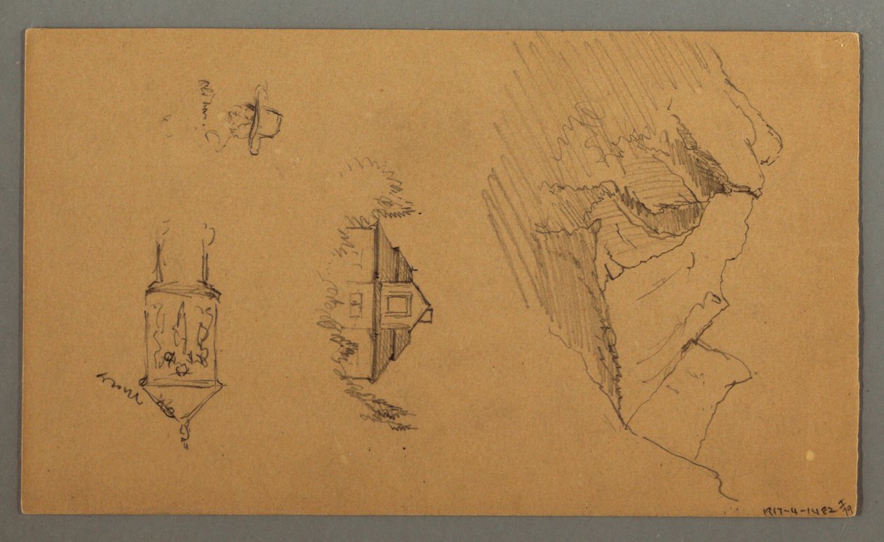 Tekening, Dennenbomen, mogelijk 1868 door Frederic Edwin Church