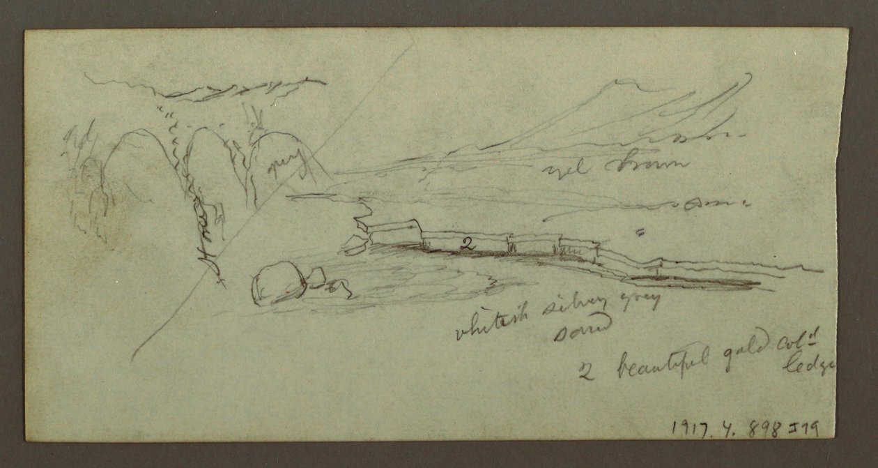 Tekening, vlakte en bergketen, mogelijk 1868 door Frederic Edwin Church
