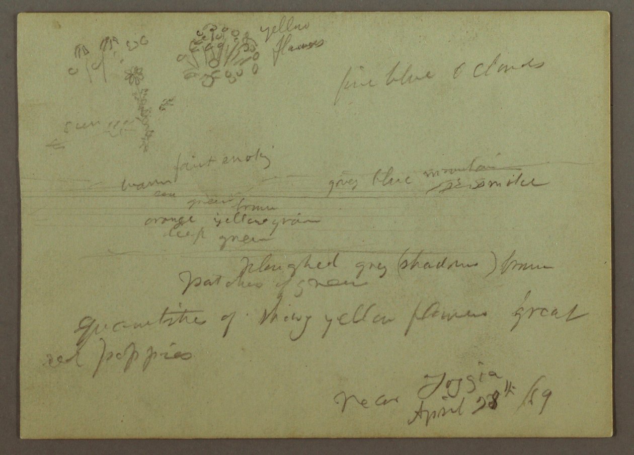 Tekening, Plant- en landschapsstudie, 28 april 1869 door Frederic Edwin Church