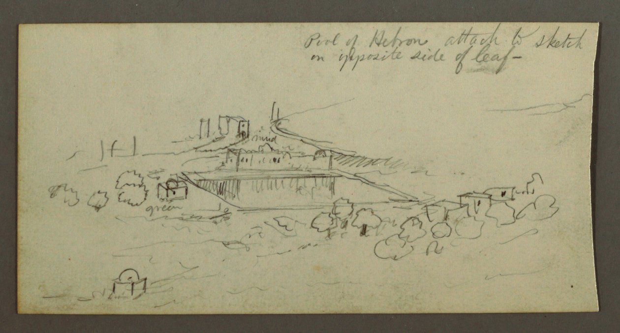 Tekening, zwembad en gebouwen, mogelijk 1868 door Frederic Edwin Church
