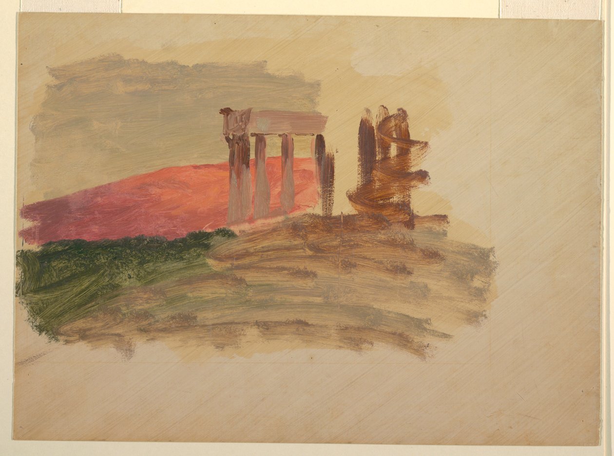 Tekening, Snelle schets van de Tempel in Korinthe, 1869 door Frederic Edwin Church