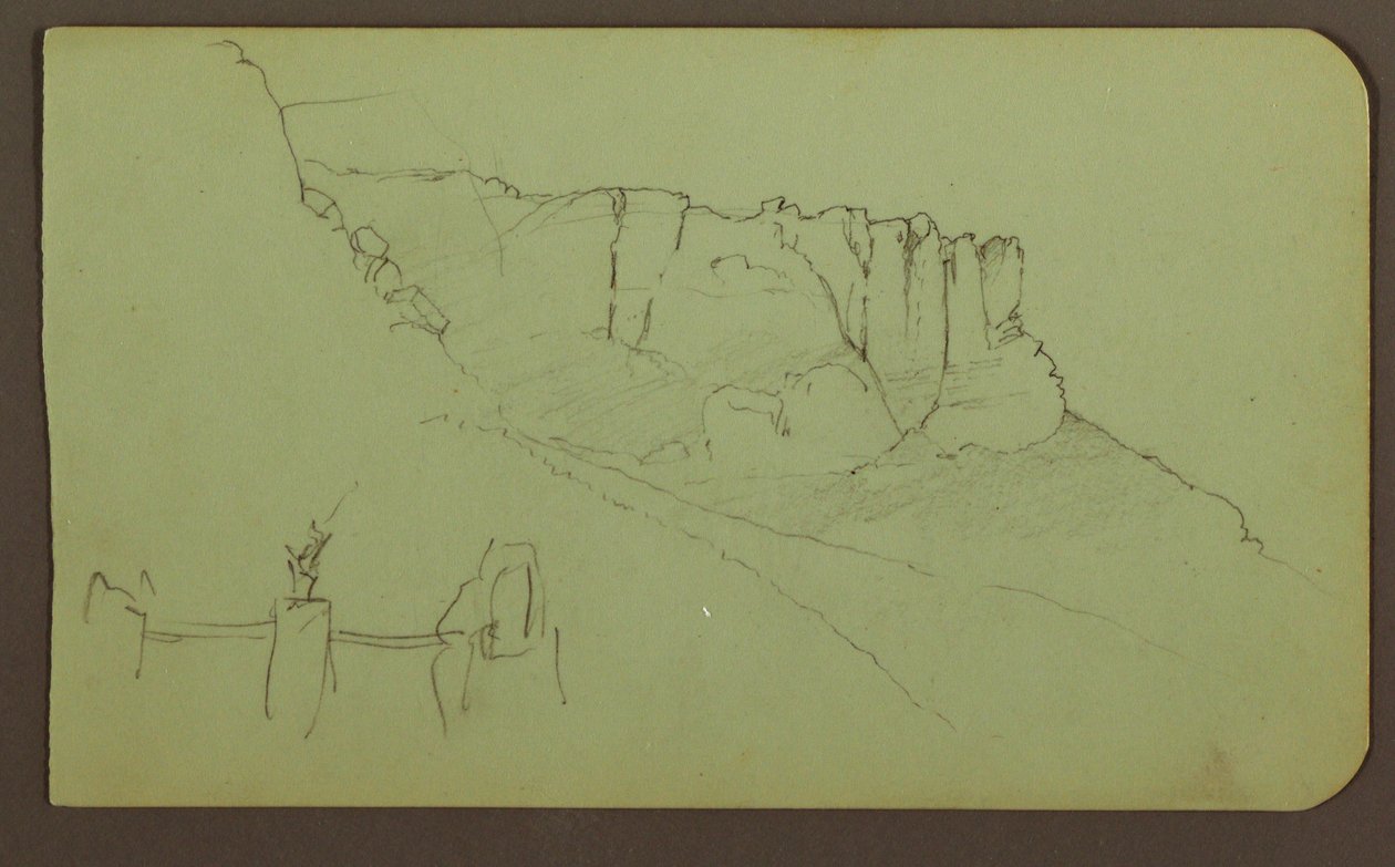 Tekening, Rotswand, Pilaster; Verso: Berglandschap, Figuren, 1883 door Frederic Edwin Church