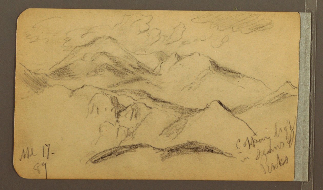 Tekening, Ruige bergen, 17 april 1889 door Frederic Edwin Church