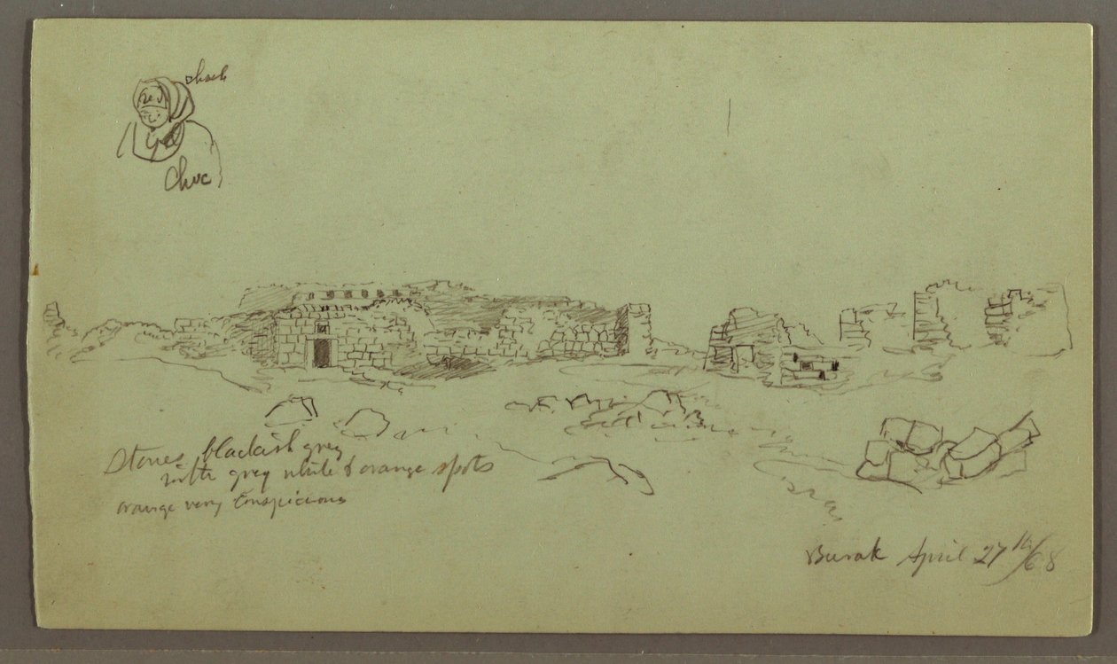 Tekening, Ruïnes, Figuurstudie, 27 april 1868 door Frederic Edwin Church