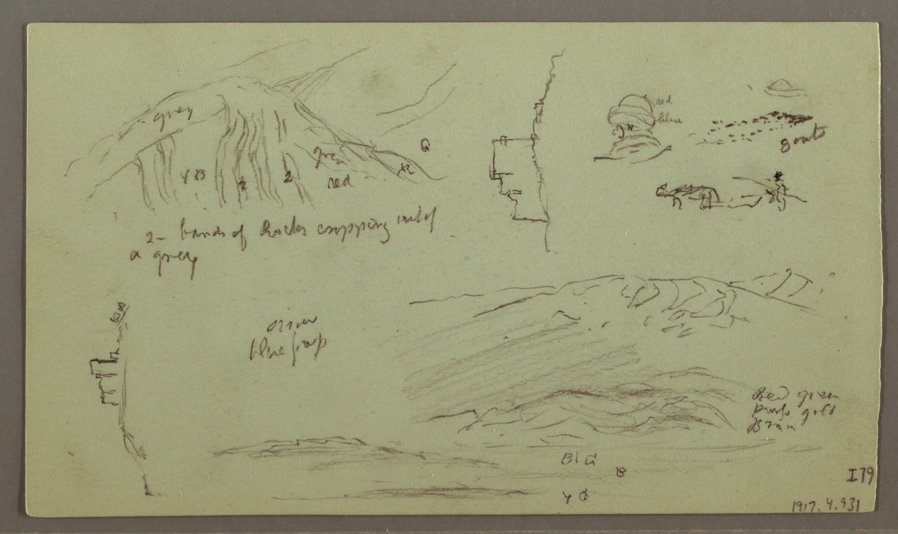 Tekening, Ruïnes, Figuurstudie, 27 april 1868 door Frederic Edwin Church