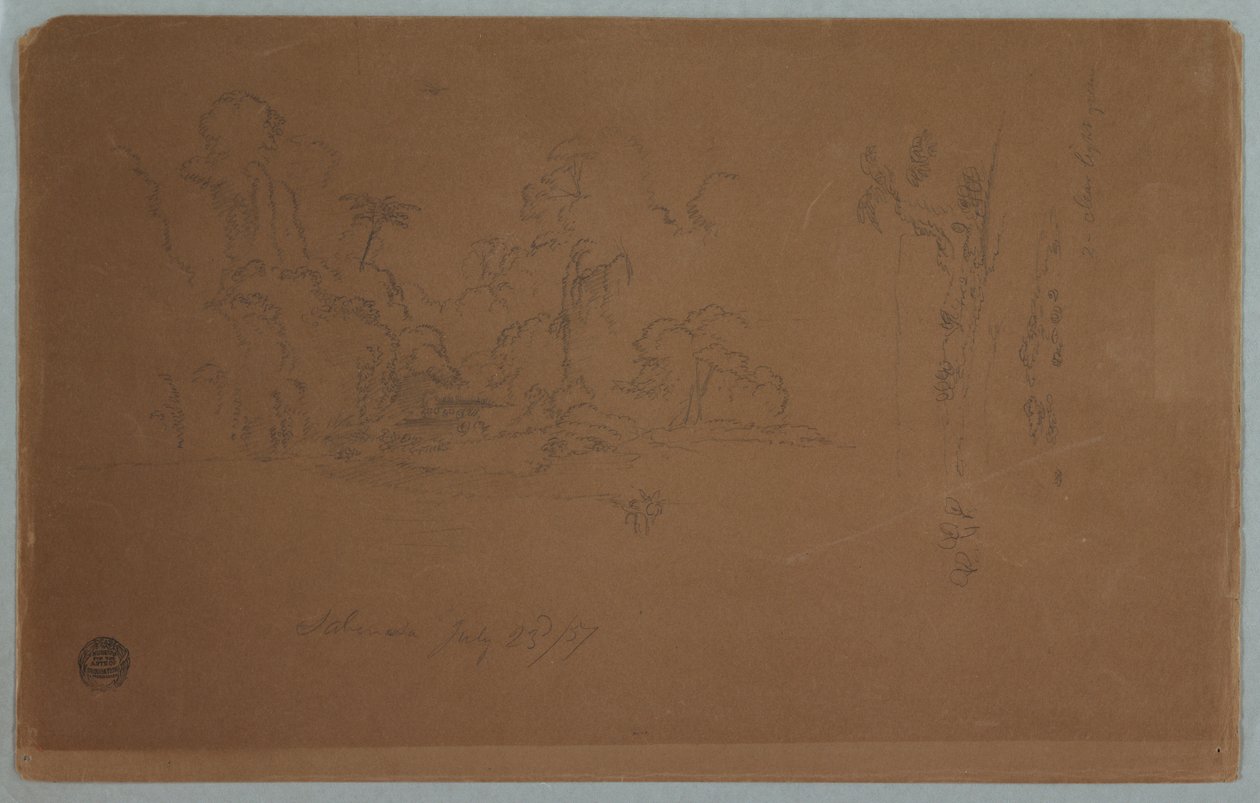 Tekening, Saberreta, Ecuador, 23 juli 1857 door Frederic Edwin Church
