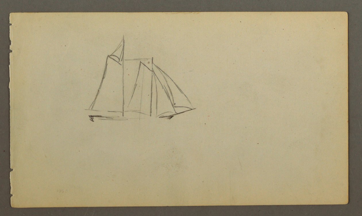 Tekening, Zeilboot op golven, mogelijk 1860 door Frederic Edwin Church
