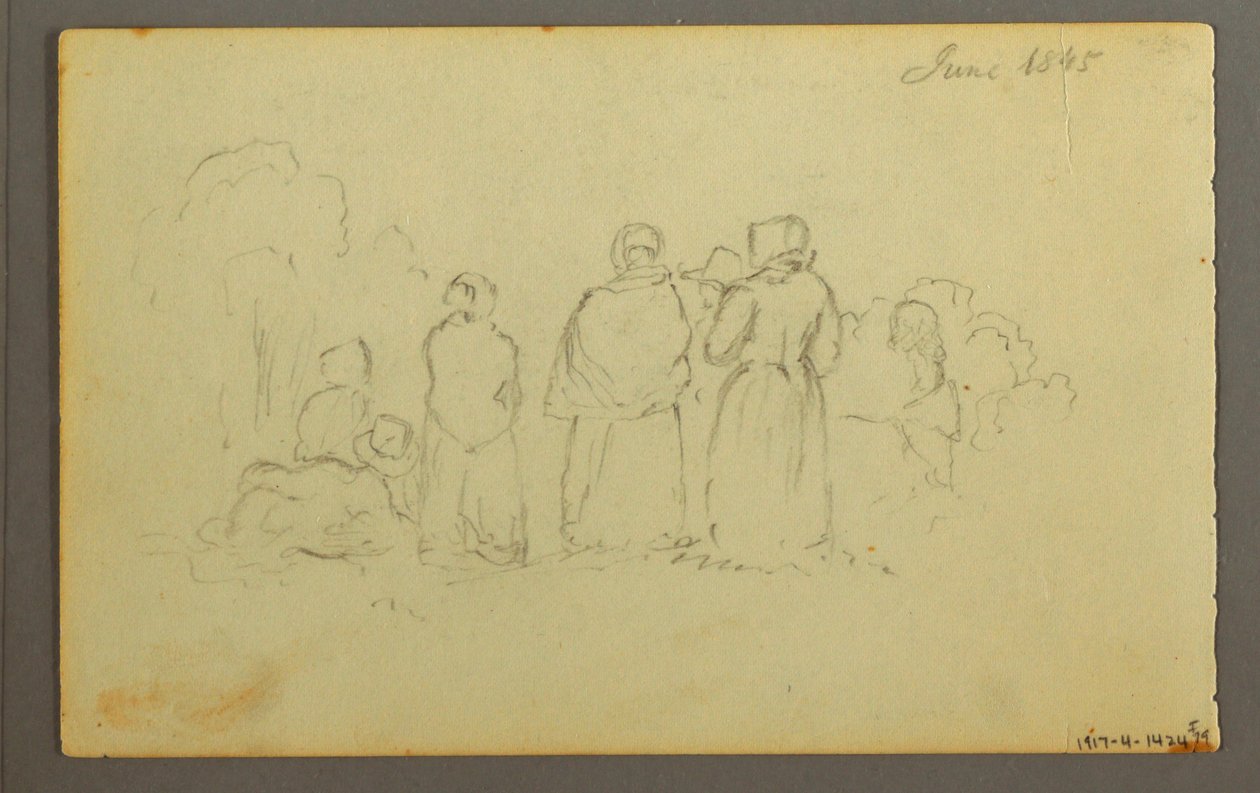Tekening, Zeilboot gezien vanaf bakboord, 1845 door Frederic Edwin Church