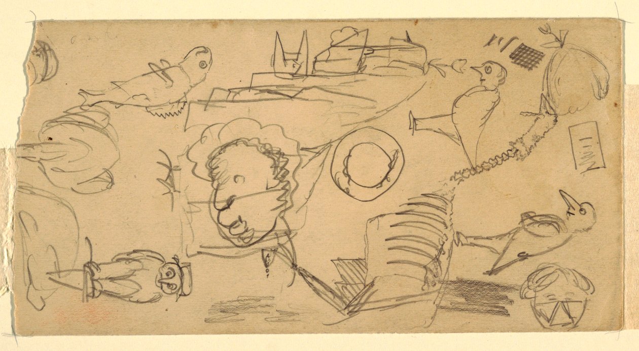 Tekening, Zeilschip, Man in een boot, 1850 door Frederic Edwin Church