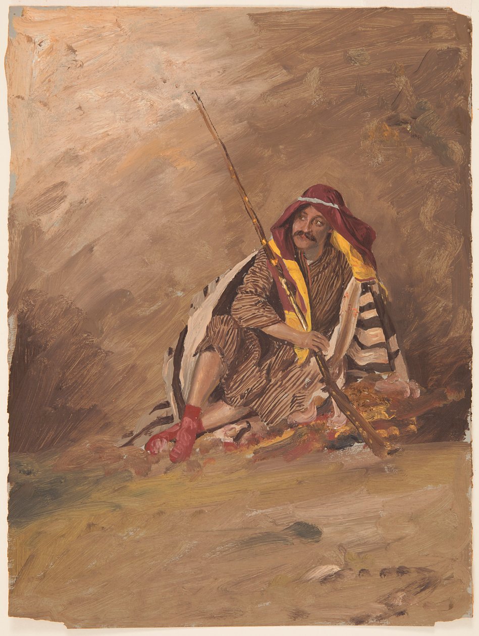 Tekening, Zittende bedoeïen, waarschijnlijk februari 1868 door Frederic Edwin Church