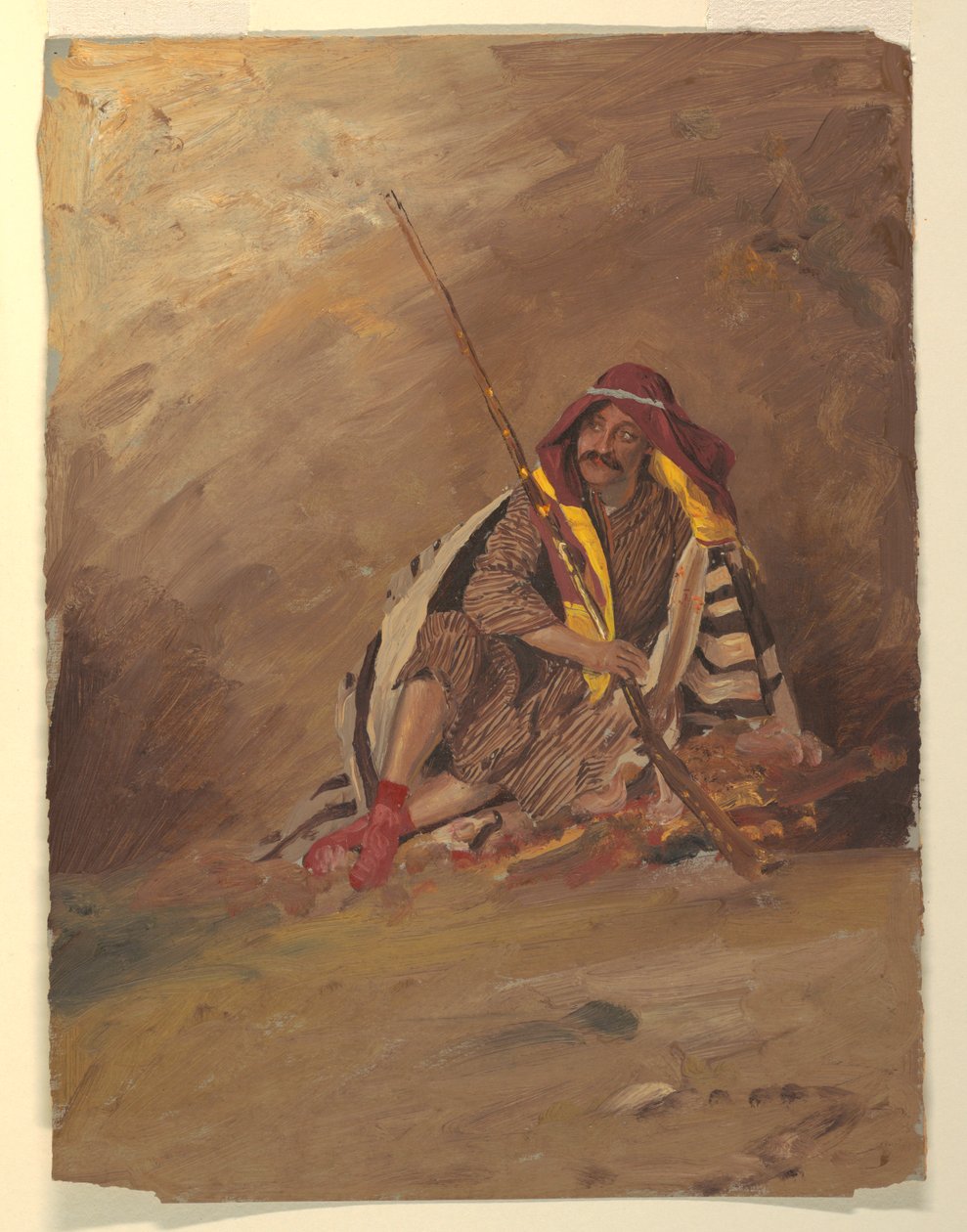 Tekening, Zittende bedoeïen, waarschijnlijk februari 1868 door Frederic Edwin Church