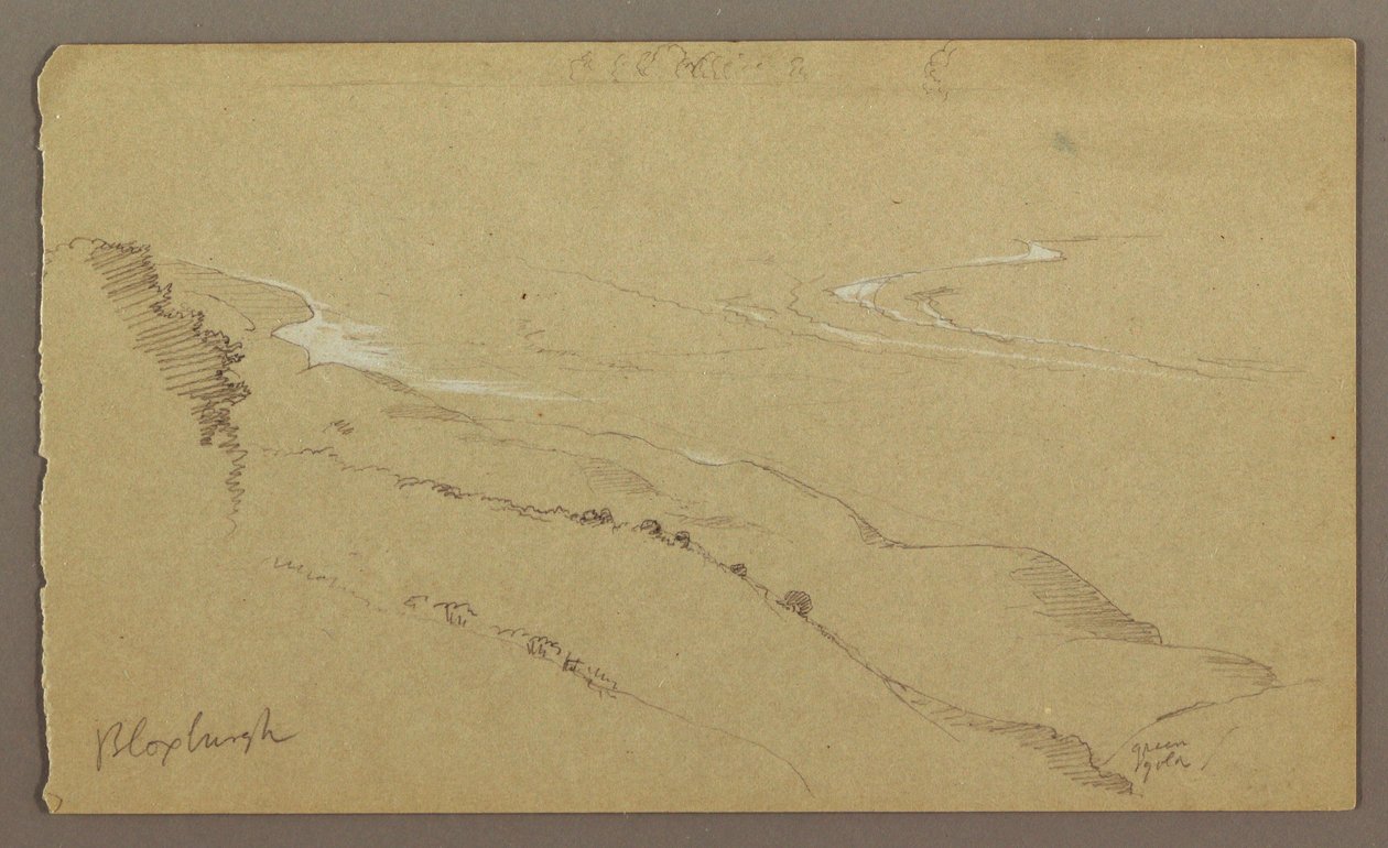 Tekening, Kust en Zee, "Bloxburgh", augustus 1865 door Frederic Edwin Church