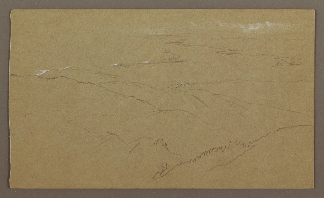 Tekening, Kust en Zee, "Bloxburgh", augustus 1865 door Frederic Edwin Church