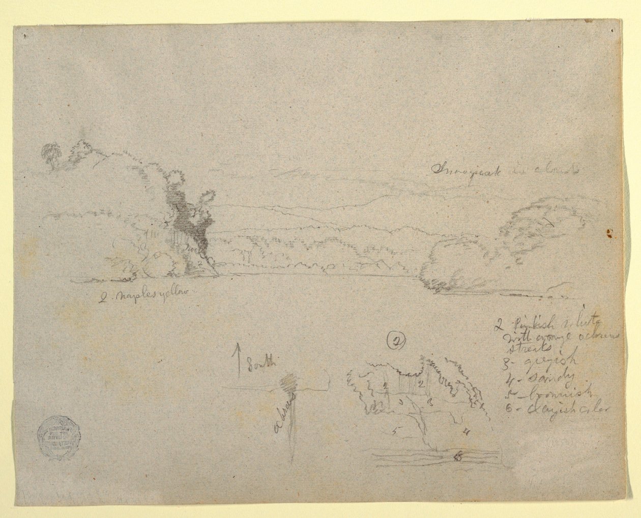 Tekening, Schetsen uit Zuid-Amerika, 1853, waarschijnlijk mei door Frederic Edwin Church