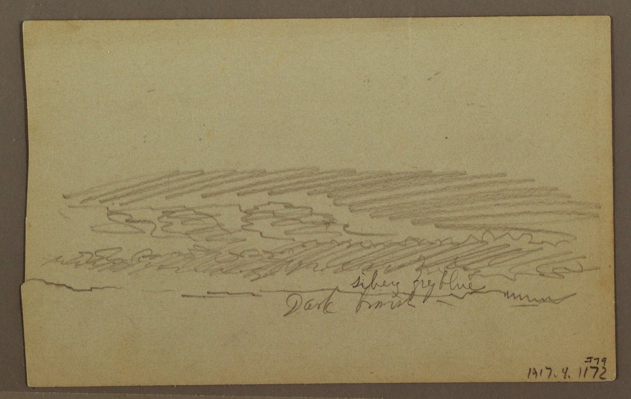 Tekening, Luchtstudie, bergruggen, regenboog, jaren 1860 door Frederic Edwin Church