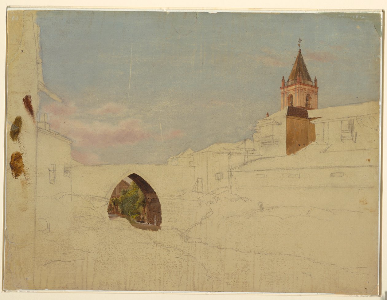 Tekening, Zuid-Amerikaans stadsgezicht, 1857 door Frederic Edwin Church