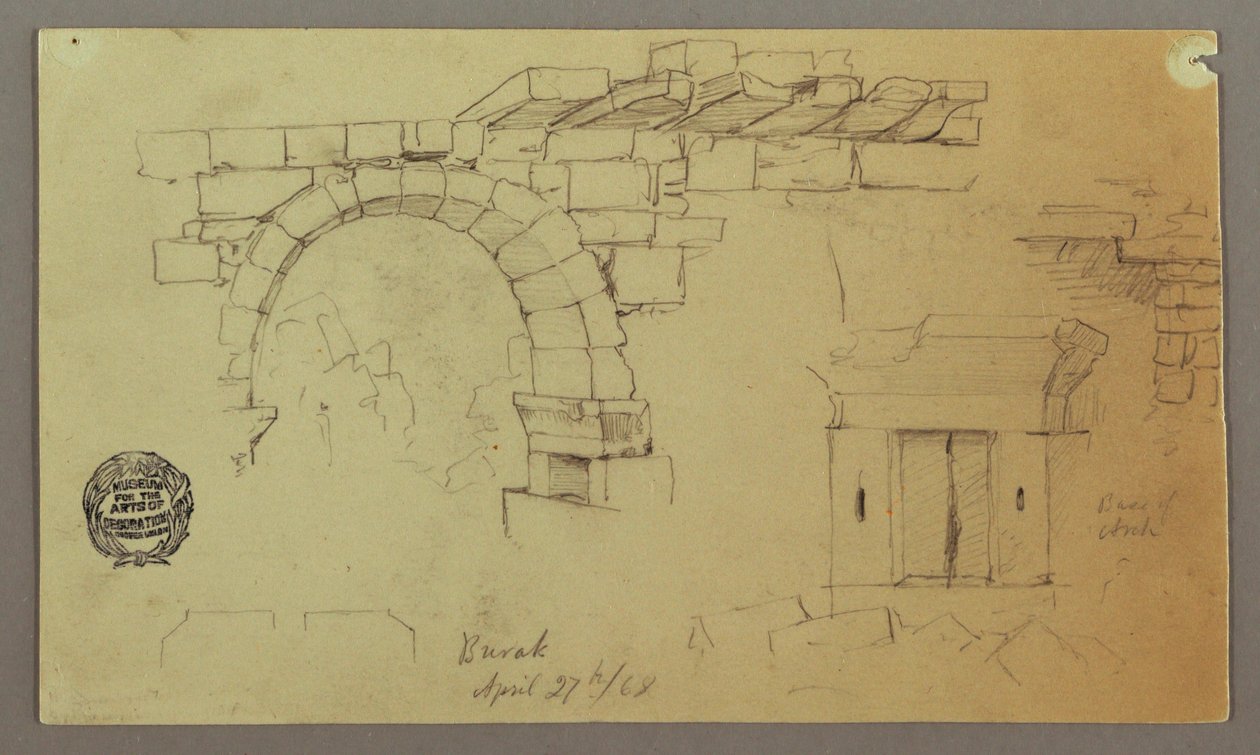 Tekening, Stenen Boog, Stenen Basis, 27 april 1868 door Frederic Edwin Church