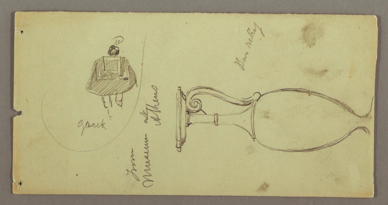 Tekening, Studies van objecten uit het Athene Museum, mogelijk 1869 door Frederic Edwin Church