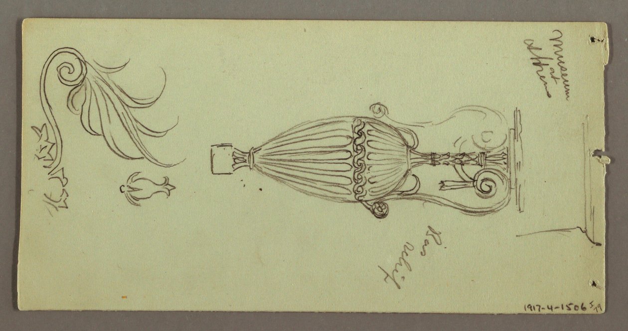 Tekening, Studies van objecten uit het Athene Museum, mogelijk 1869 door Frederic Edwin Church