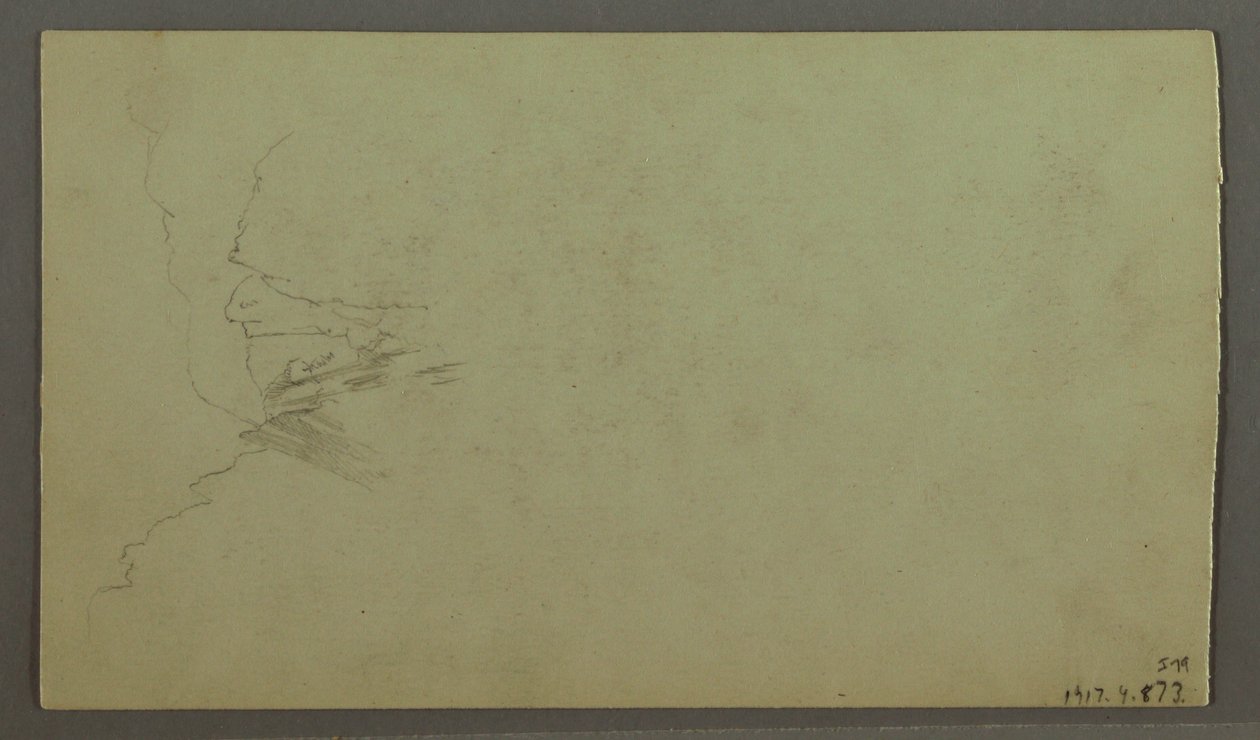 Tekening, Top Rising above Clouds, Narrow Valley, mogelijk 1868 door Frederic Edwin Church
