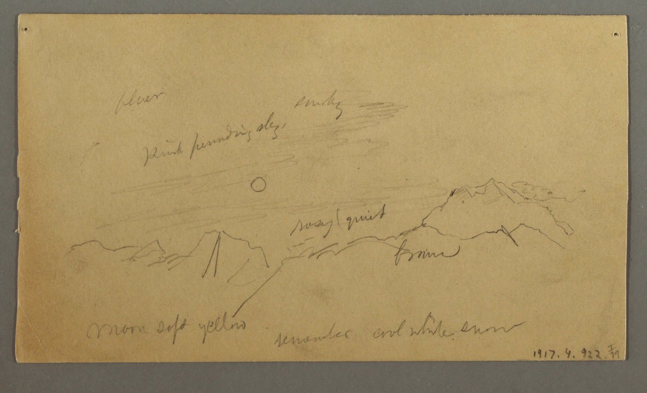 Tekening, Top met grote wolken, mogelijk 1868 door Frederic Edwin Church