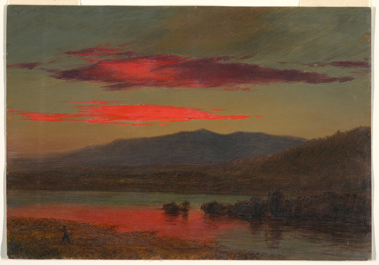 Tekening, Zonsondergang, Hudson, New York, 25 december 1873 door Frederic Edwin Church