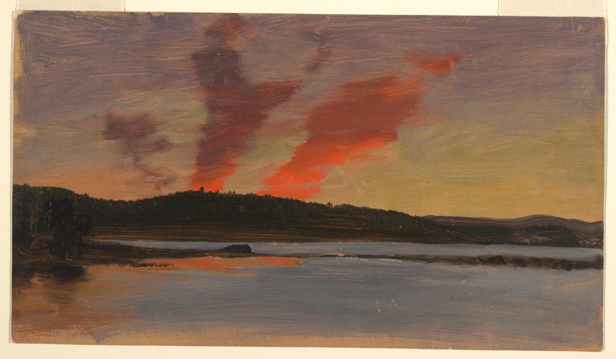 Tekening, Zonsondergang bij Bar Harbor, Maine, ca. 1862 door Frederic Edwin Church