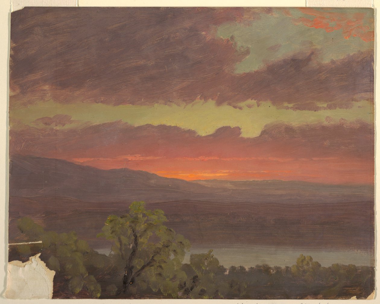Tekening, Zonsondergang in Jamaica, West-Indië, 1865-66 door Frederic Edwin Church